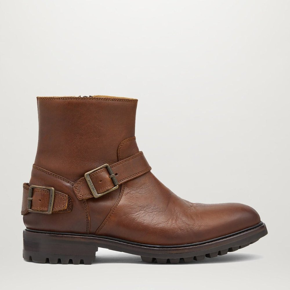 New! Belstaff Trialmaster Zip Up Boots Calf Leather Cognac Size 11.5 US DD299